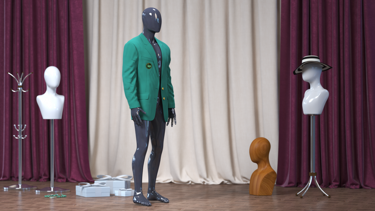 3D Golf Masters Green Jacket on Mannequin model