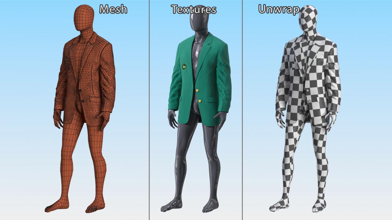 3D Golf Masters Green Jacket on Mannequin model