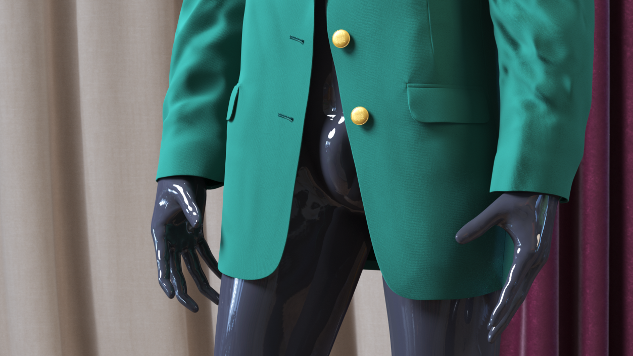 3D Golf Masters Green Jacket on Mannequin model