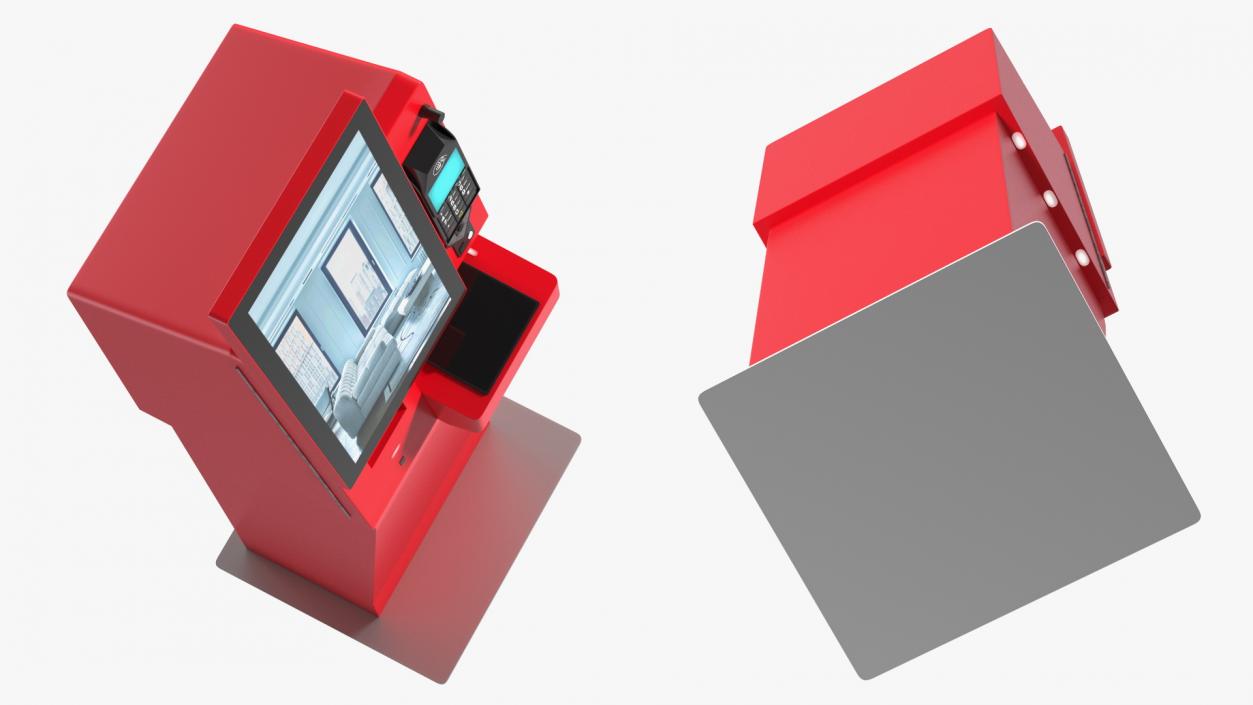 Smart Payment Hotel Kiosk Red 3D model