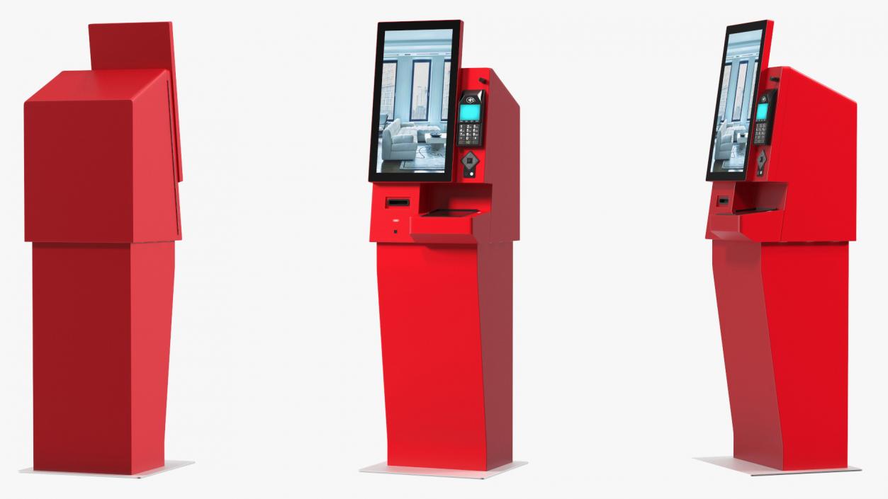 Smart Payment Hotel Kiosk Red 3D model