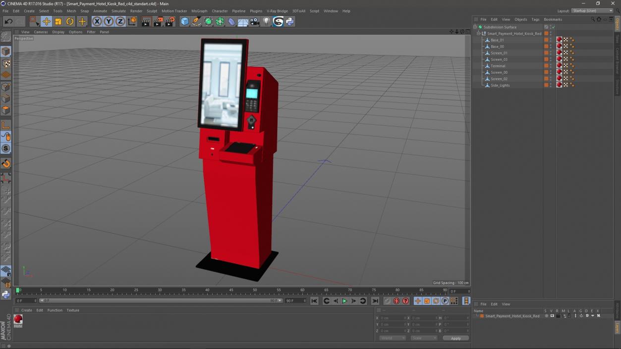 Smart Payment Hotel Kiosk Red 3D model