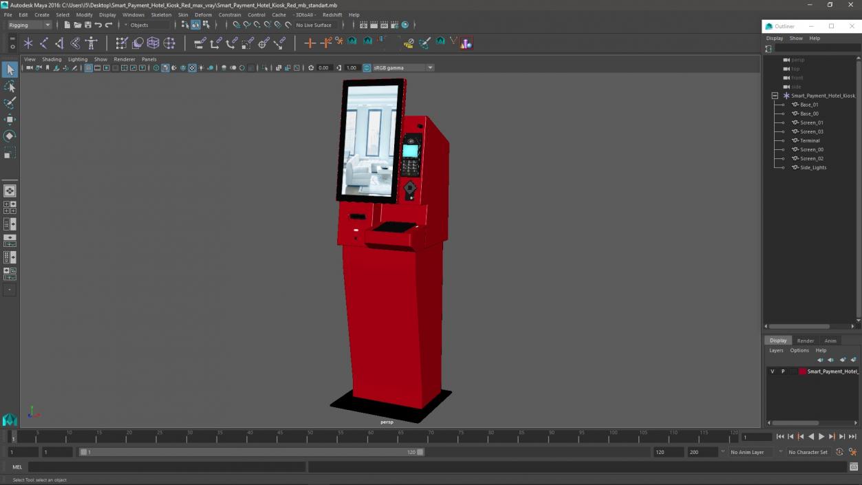 Smart Payment Hotel Kiosk Red 3D model