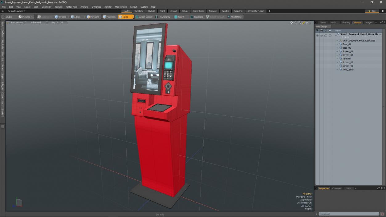 Smart Payment Hotel Kiosk Red 3D model