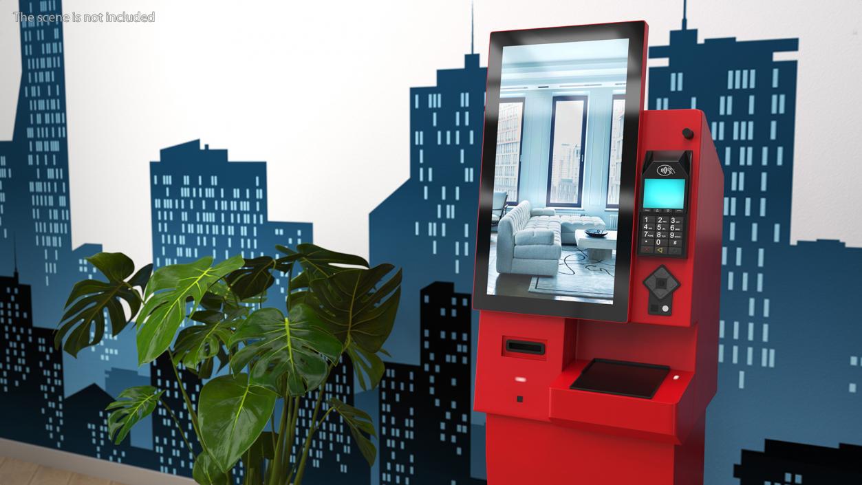 Smart Payment Hotel Kiosk Red 3D model