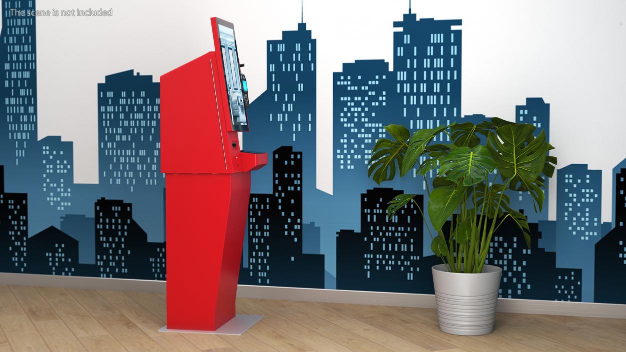 Smart Payment Hotel Kiosk Red 3D model