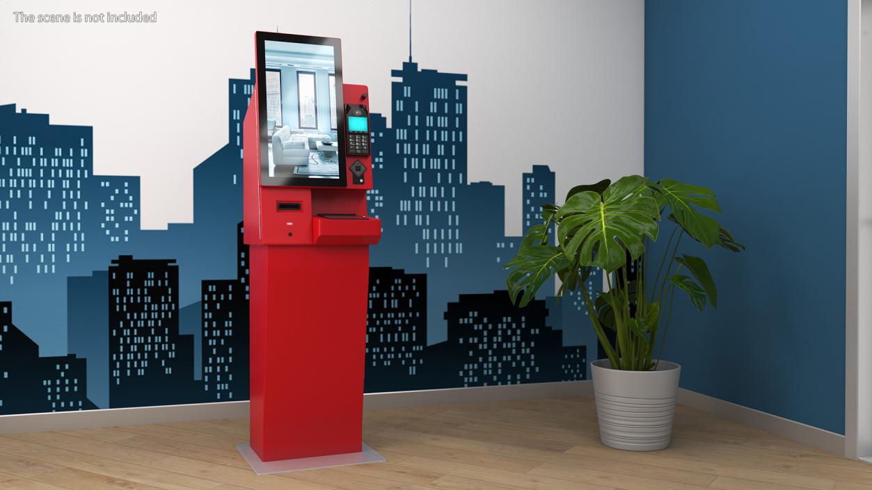 Smart Payment Hotel Kiosk Red 3D model