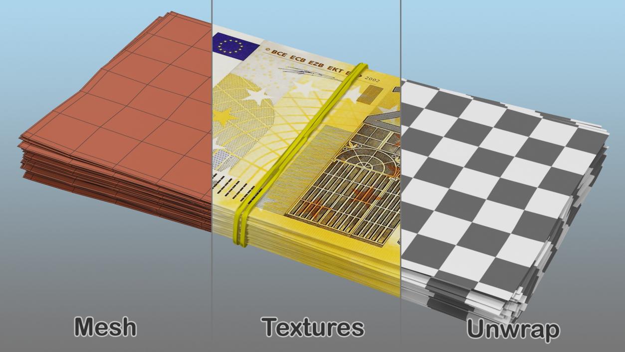 3D Paper Euro Banknotes Collection