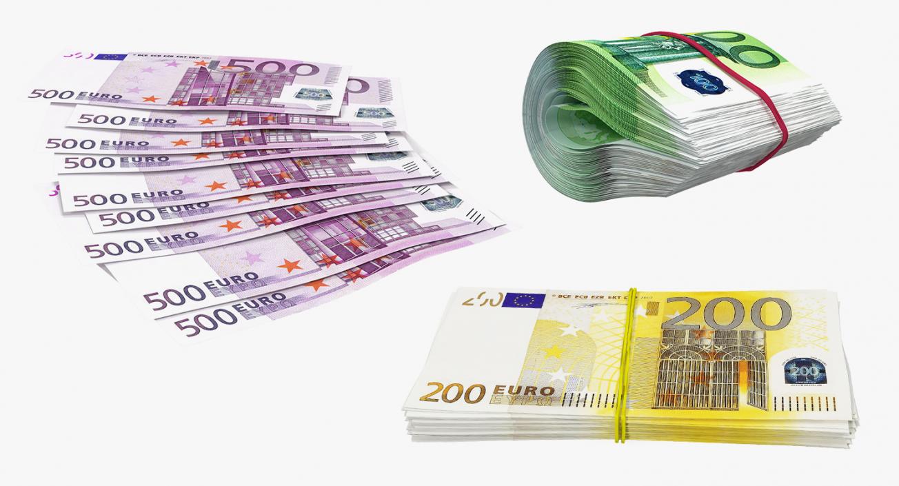 3D Paper Euro Banknotes Collection