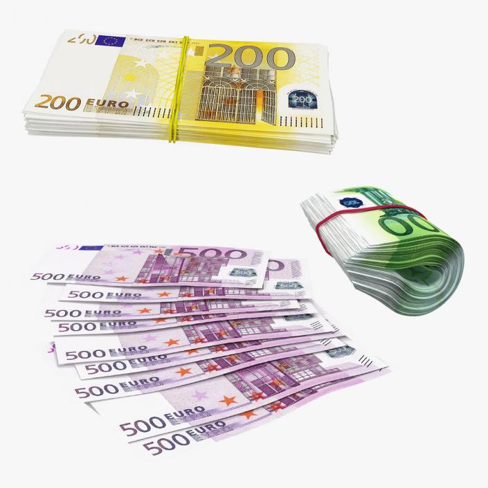 3D Paper Euro Banknotes Collection