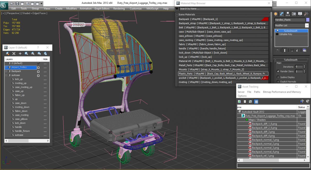 3D Duty Free Airport Luggage Trolley model