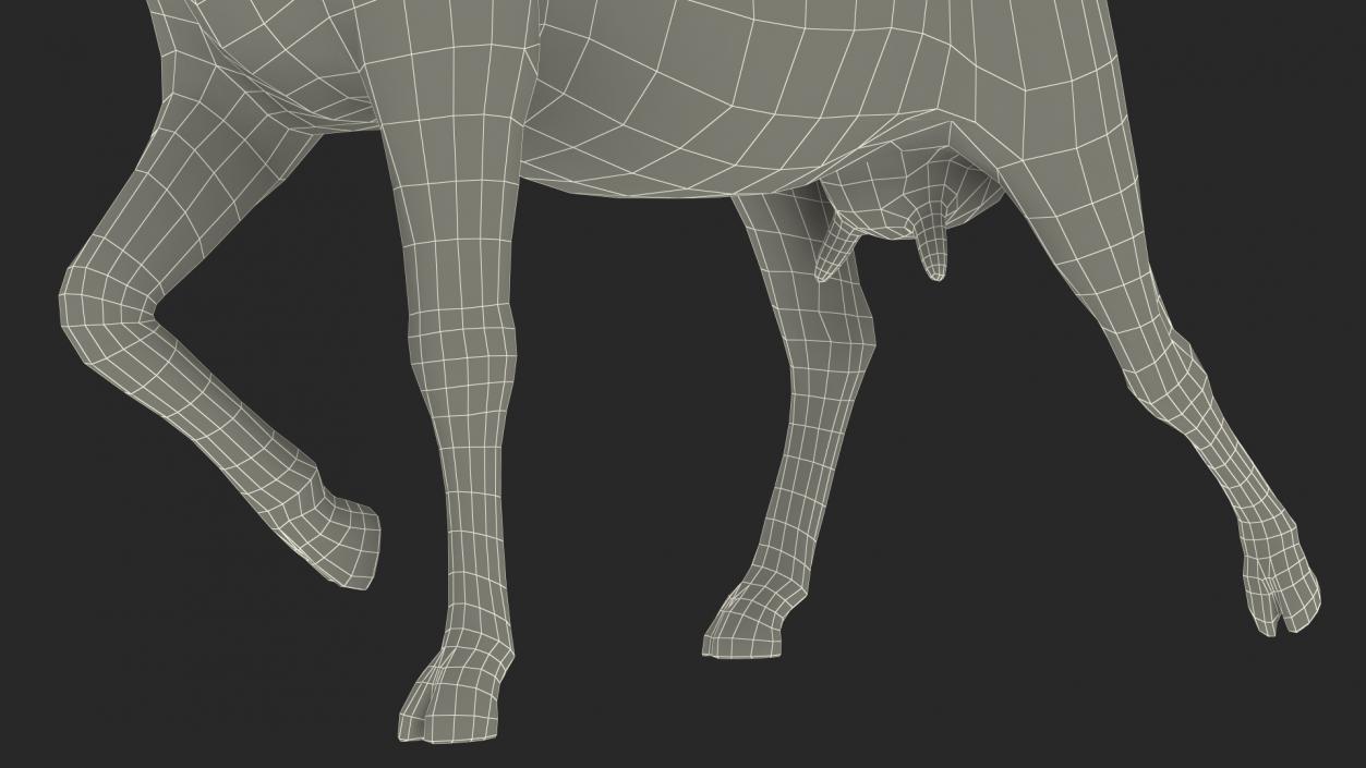 3D Walking Goat Black-White Fur model