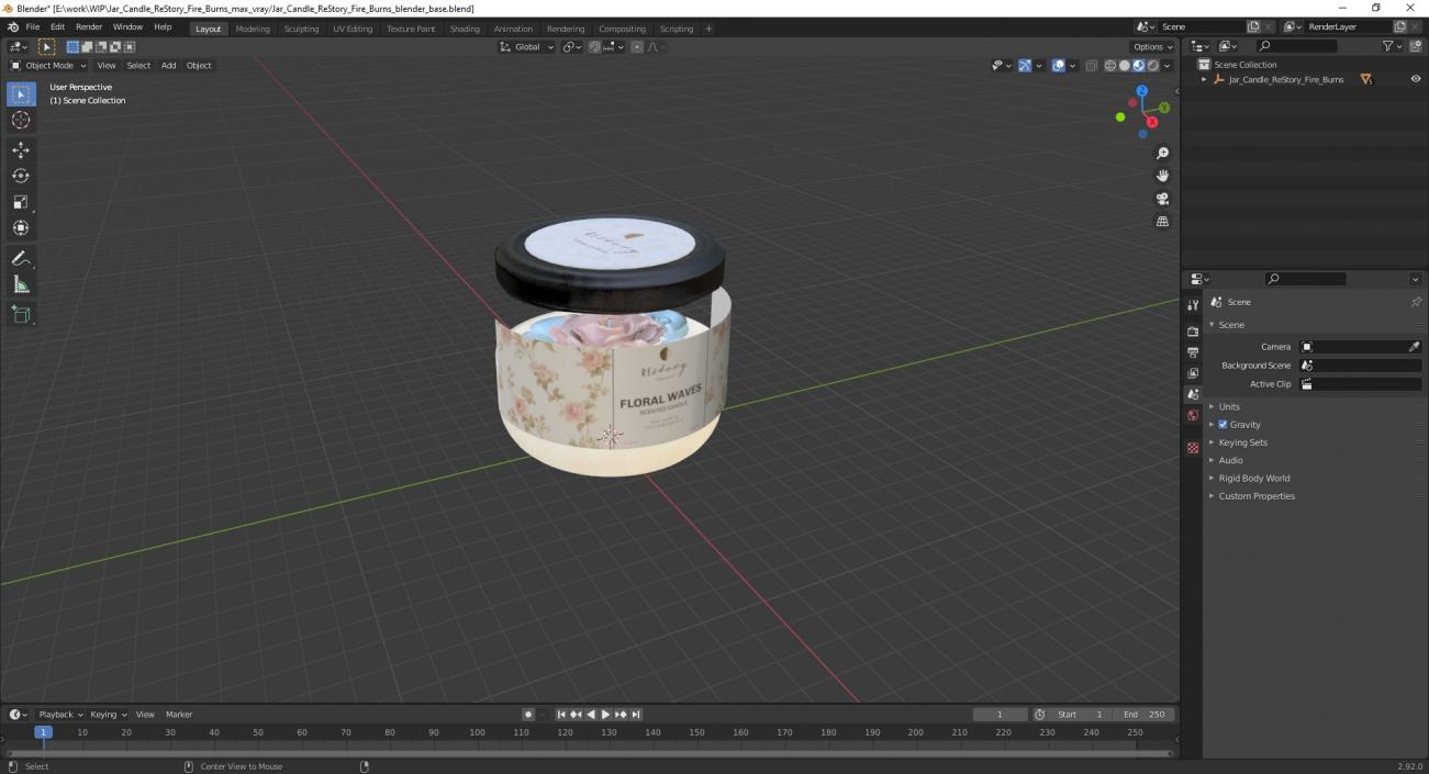 Jar Candle ReStory Fire Burns 3D model