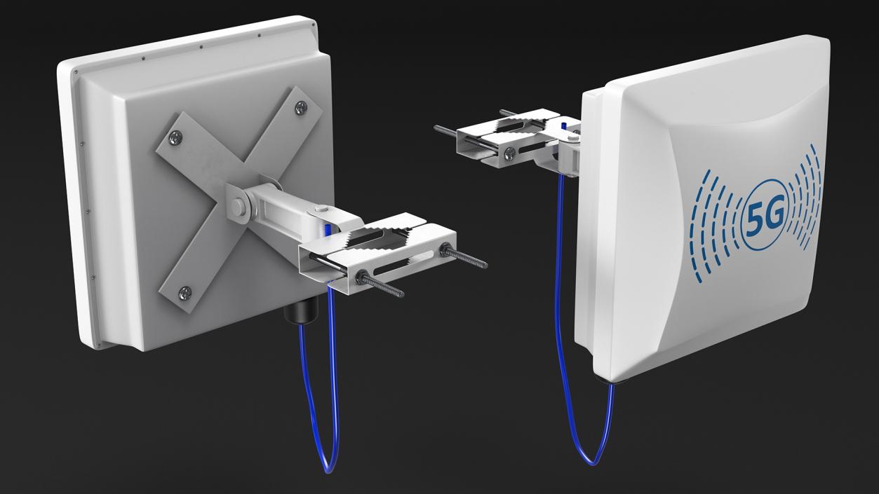 Micro Cell 5G Mobile Network Antenna on Post 3D model