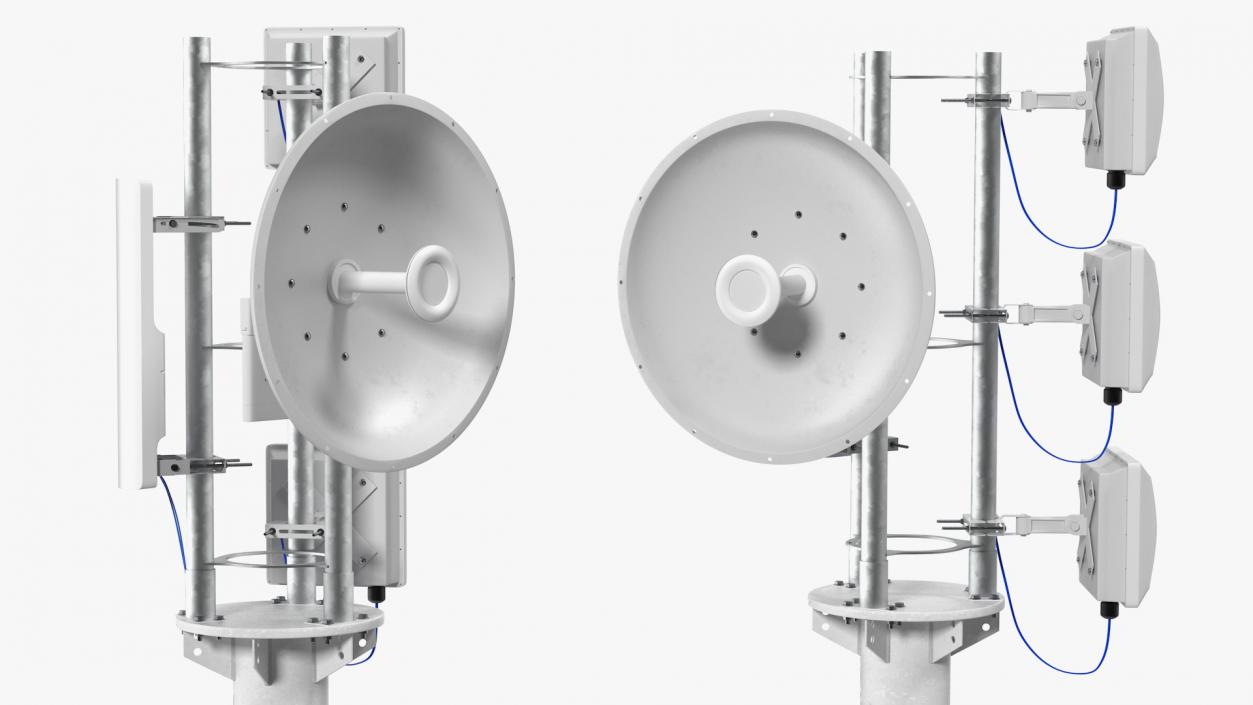 Micro Cell 5G Mobile Network Antenna on Post 3D model