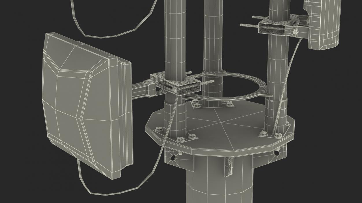 Micro Cell 5G Mobile Network Antenna on Post 3D model