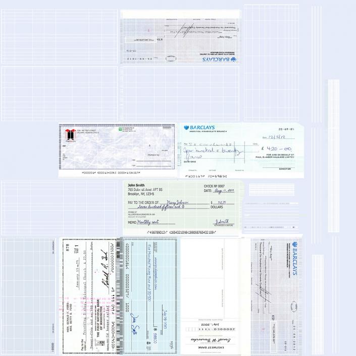 3D Bank Cheques Collection model