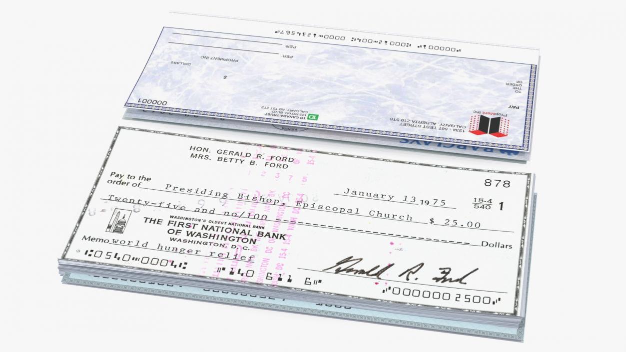 3D Bank Cheques Collection model