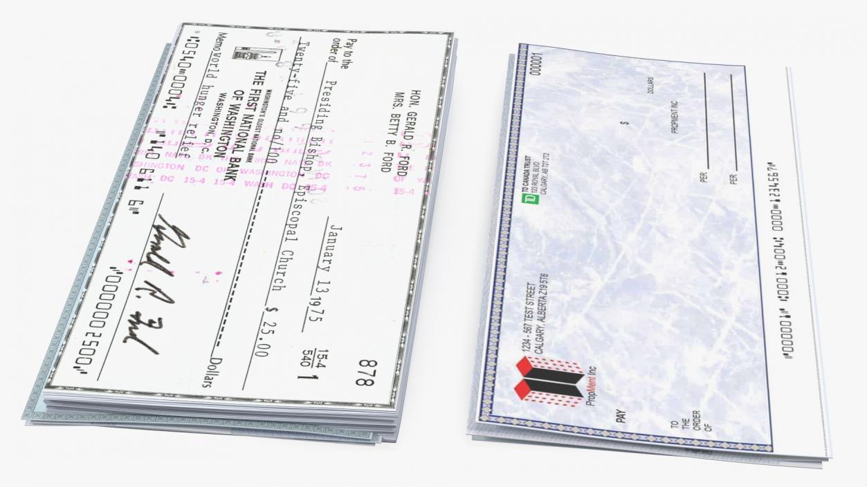 3D Bank Cheques Collection model