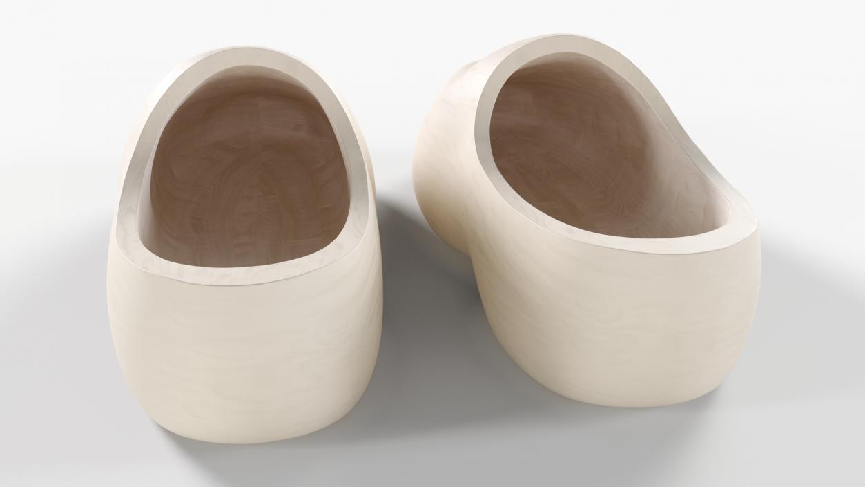 3D Traditional Clogs Plain Wood model