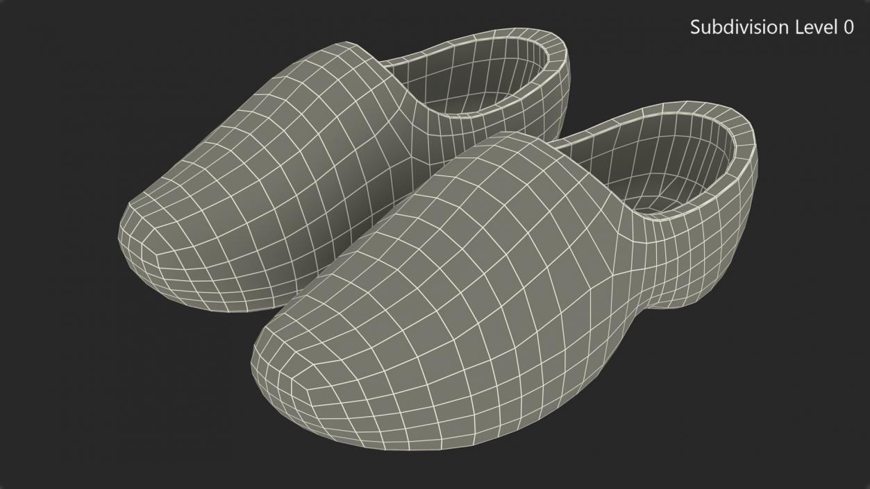 3D Traditional Clogs Plain Wood model