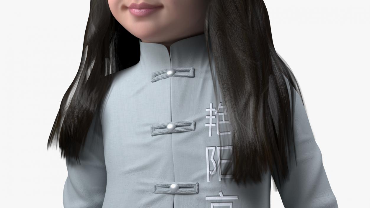 3D model Asian Girl Child in National Costume Standing