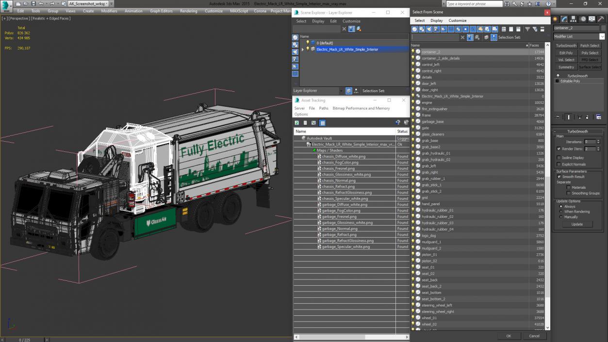 3D Electric Mack LR White Simple Interior model