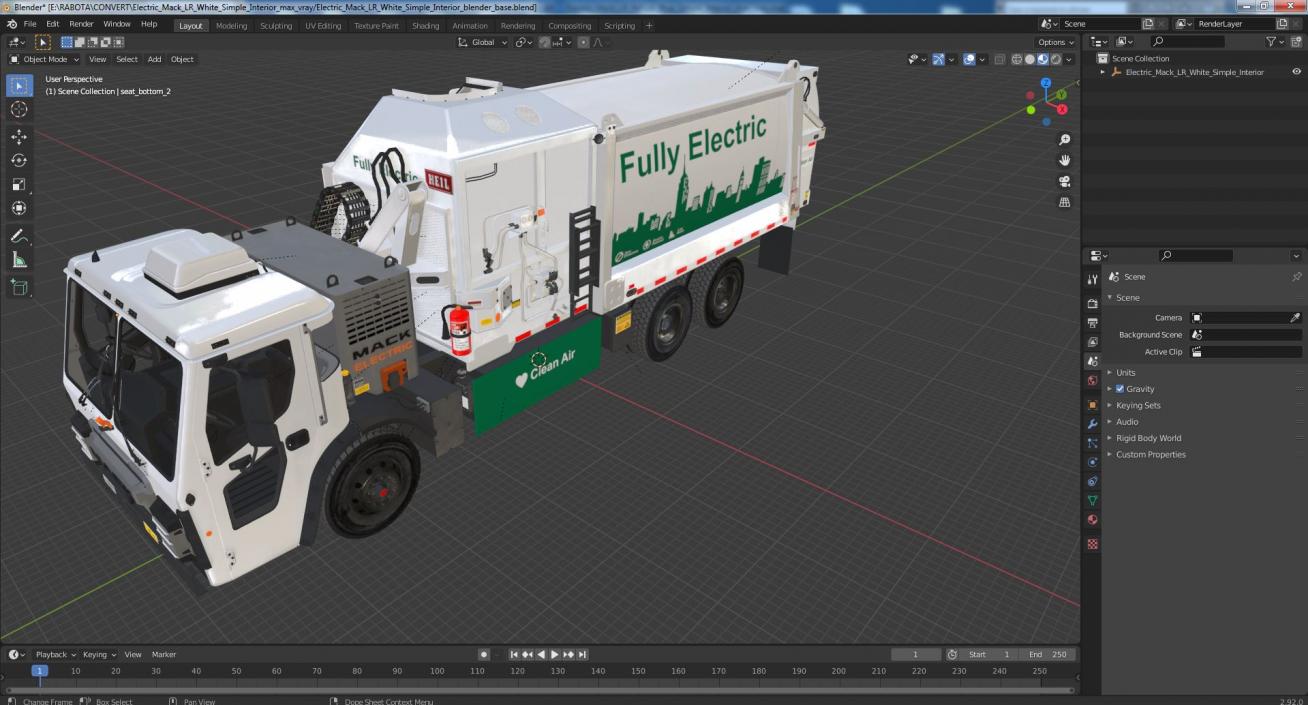 3D Electric Mack LR White Simple Interior model