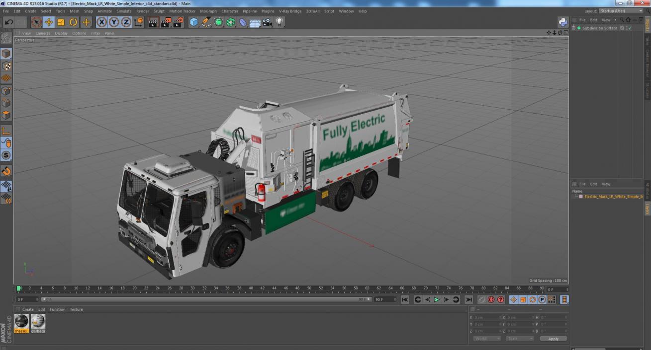 3D Electric Mack LR White Simple Interior model