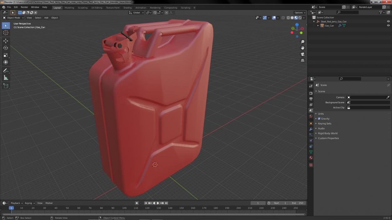 3D Steel Red Jerry Gas Can model