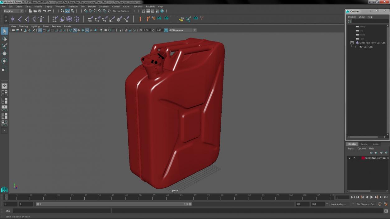 3D Steel Red Jerry Gas Can model