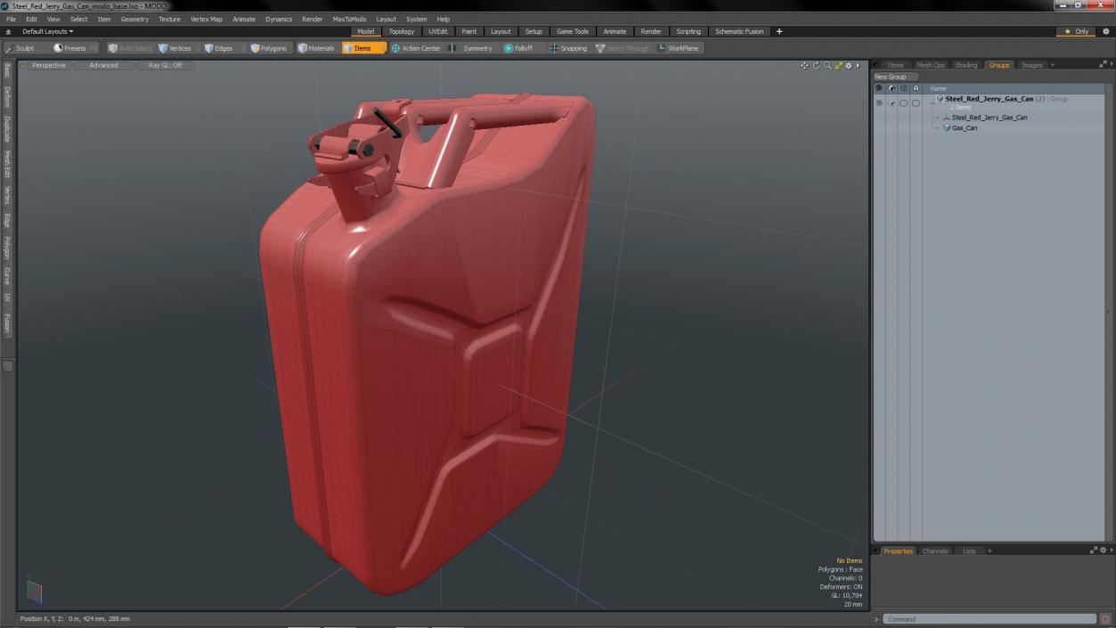 3D Steel Red Jerry Gas Can model