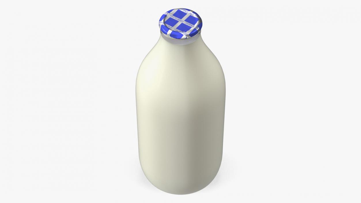 Glass Bottle of Skimmed Milk with Foil Top 3D