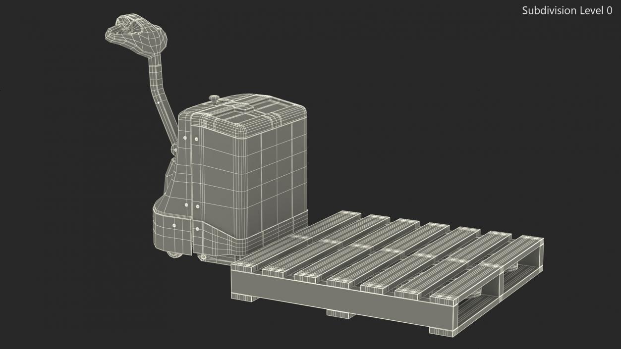 3D Self Propelled Electric Pallet Jack and Pallet Rigged model