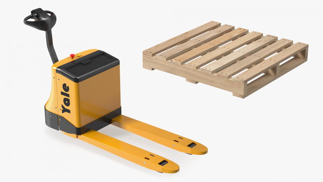 3D Self Propelled Electric Pallet Jack and Pallet Rigged model