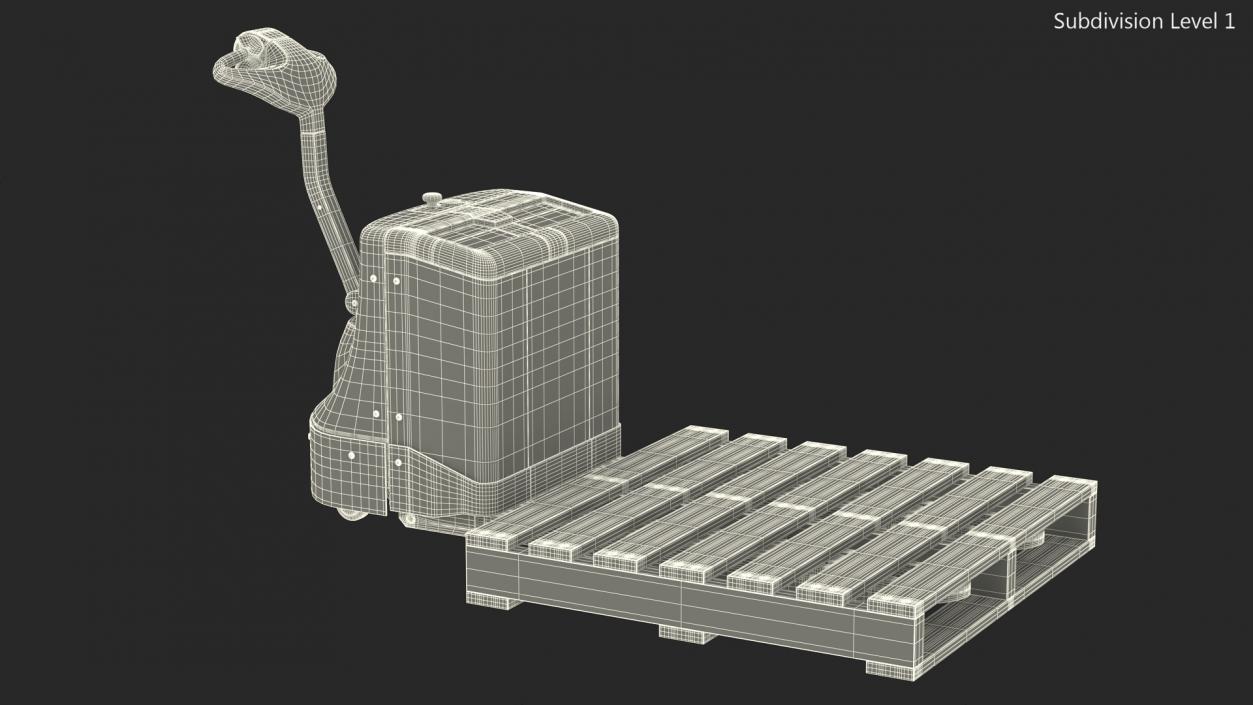 3D Self Propelled Electric Pallet Jack and Pallet Rigged model