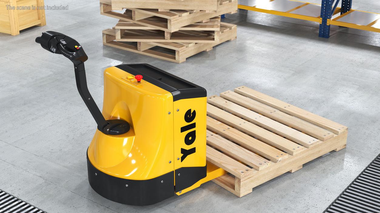 3D Self Propelled Electric Pallet Jack and Pallet Rigged model