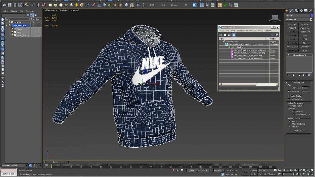 Blue Hoodie Nike Lowered Hood 3D model