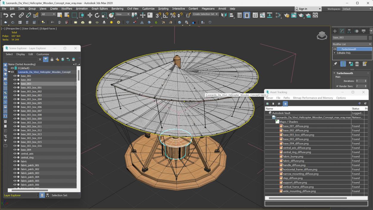 3D Leonardo Da Vinci Helicopter Wooden Concept model