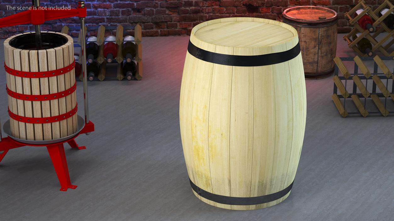 3D model Wooden Barrel 2