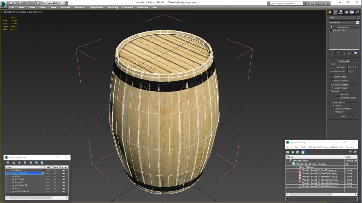 3D model Wooden Barrel 2