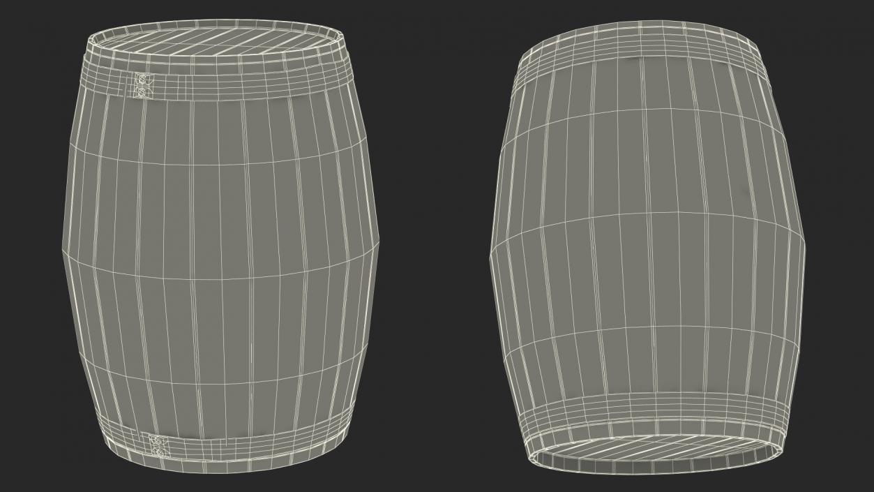 3D model Wooden Barrel 2