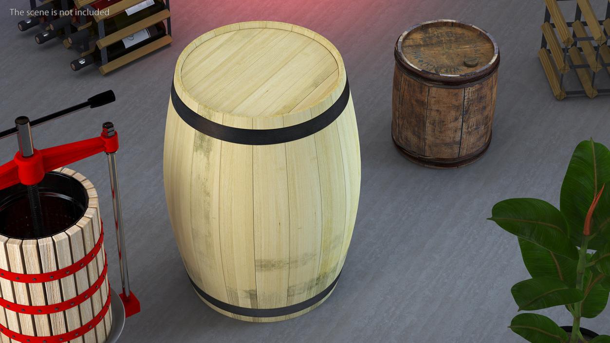 3D model Wooden Barrel 2