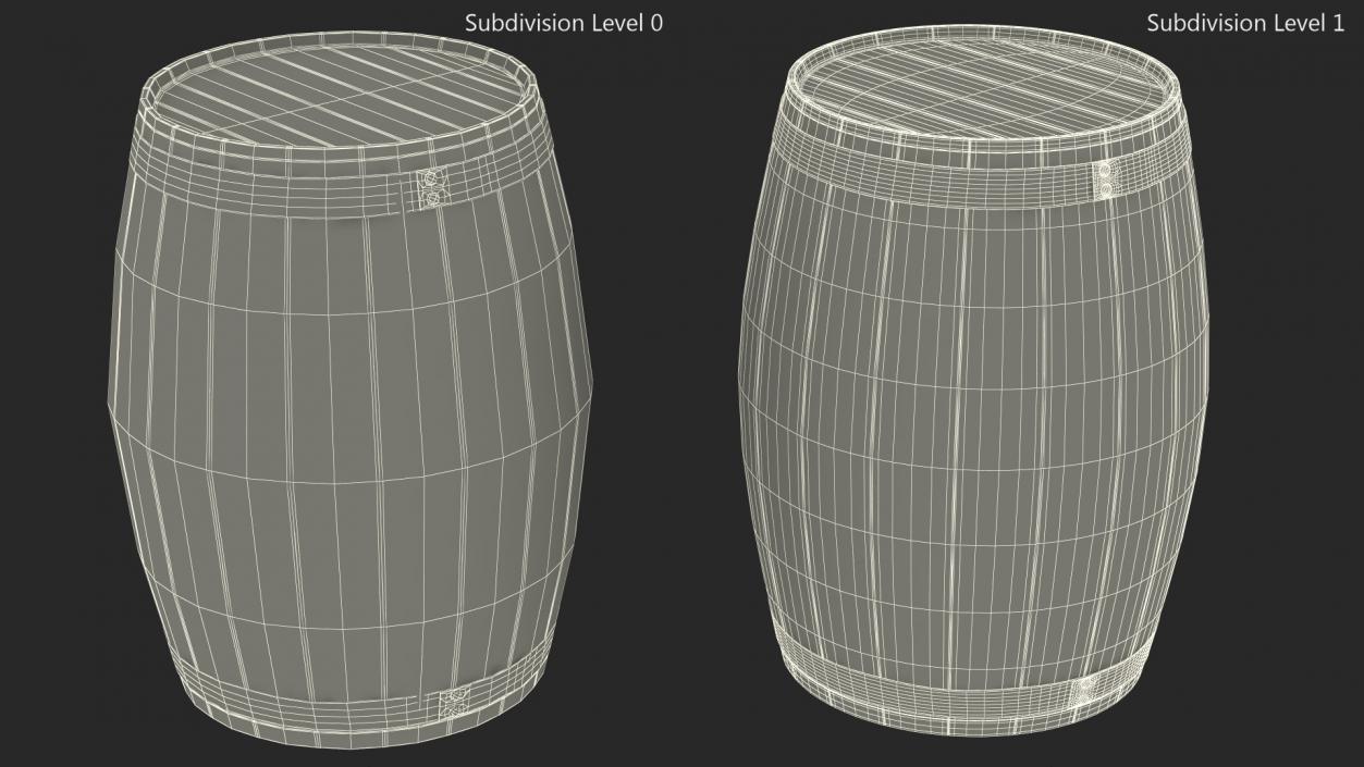 3D model Wooden Barrel 2