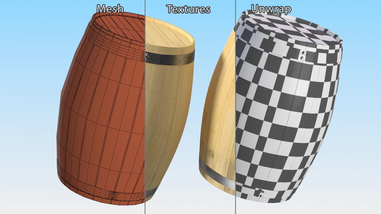 3D model Wooden Barrel 2