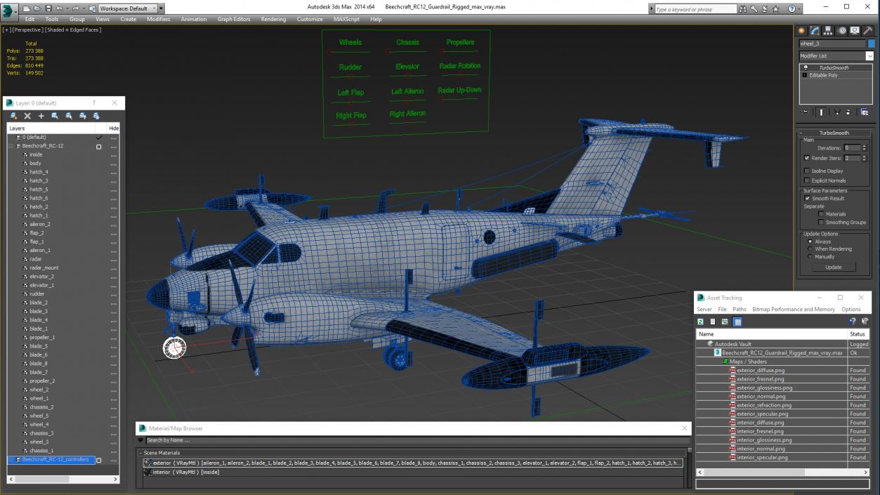 Beechcraft RC12 Guardrail Rigged 3D