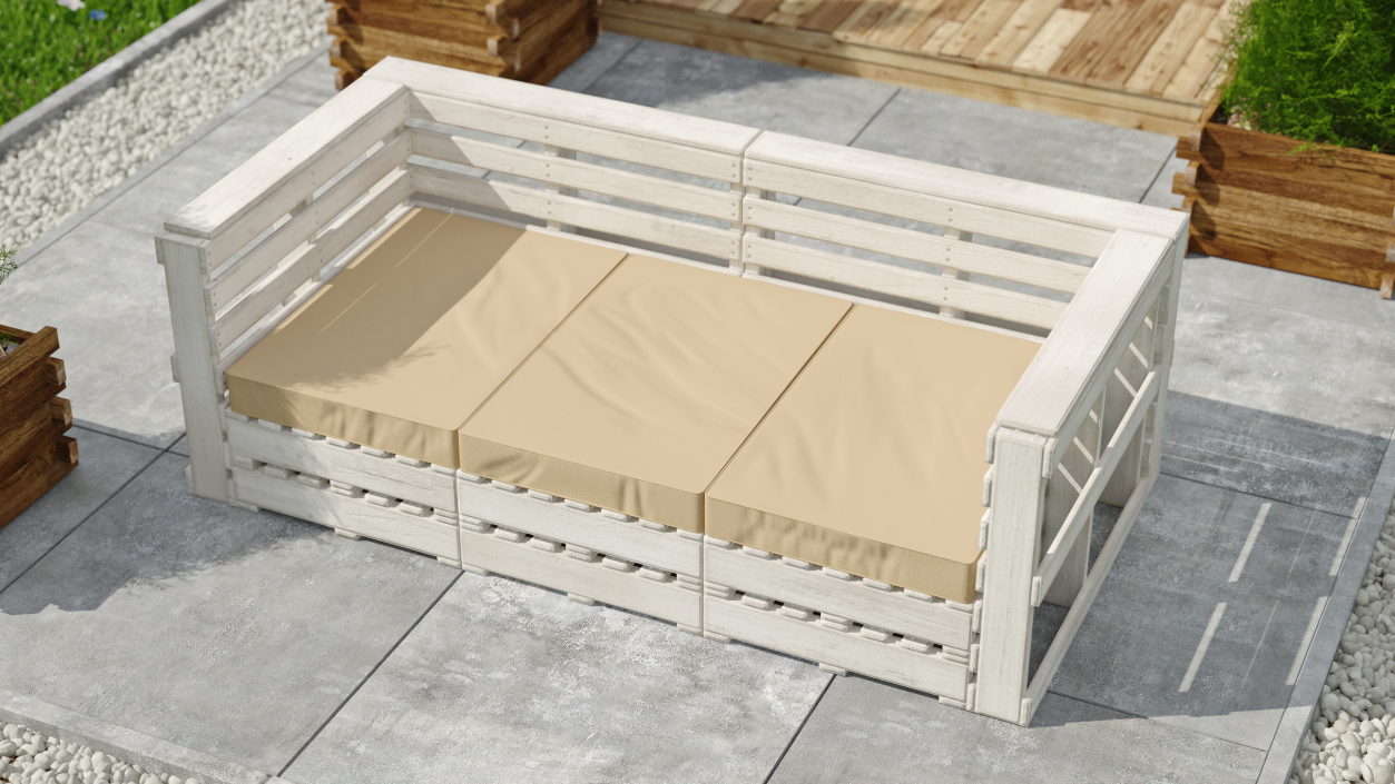 Rustic Pallet Sofa White 3D model