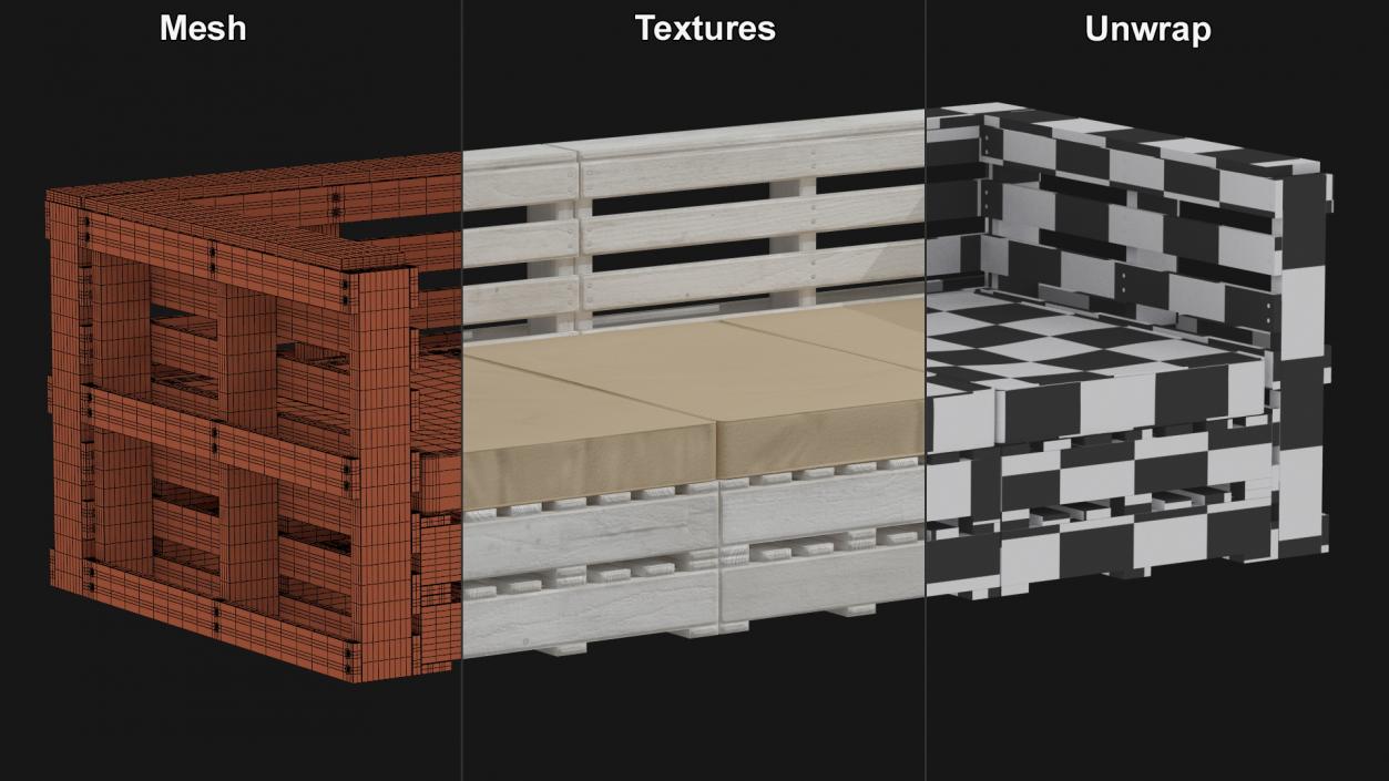 Rustic Pallet Sofa White 3D model