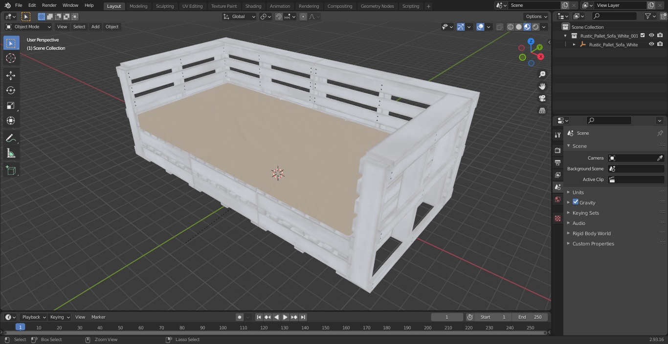 Rustic Pallet Sofa White 3D model