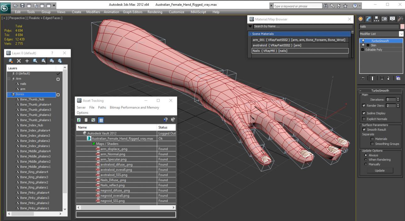 Australian Female Hand Rigged 3D model